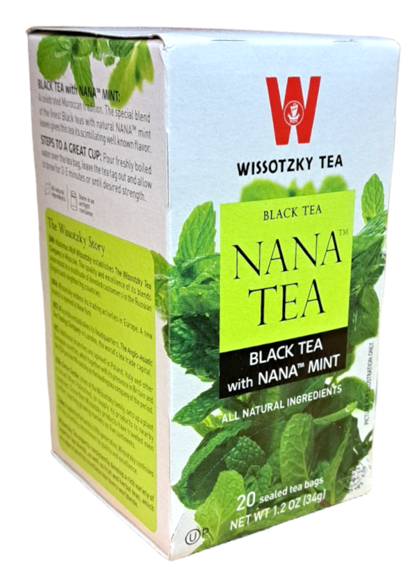Schwarzer Tee mit Nana Pfefferminze von Wissotzky aus Israel, 34g, 20 Teebeutel